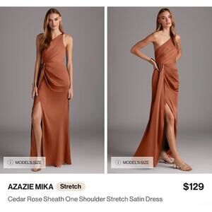 AZAZIE MIKA Women’s Dress Color Cedar Rose Stretch Satin Size A10 Bridesmaid